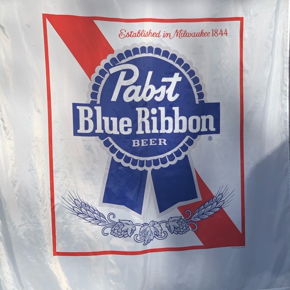 Pabst Blue Ribbon Beer Shower Curtain 💙🤍♥️ PBR Officially Licensed Promo Merch - Picture 13 of 15